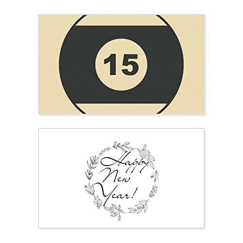 Tarjeta de felicitación de año nuevo con estética de billar y formas geométricas