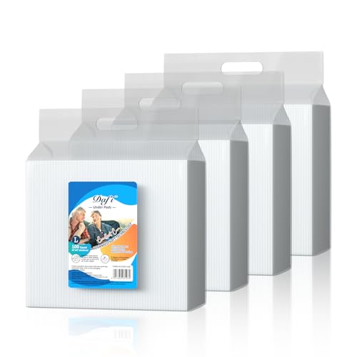 Image of DAFI Disposable Incontinence Bed Pads, 24 inchx 24 inch(400 Count) Thick Underpads, Effective Odor Control Pee Pads, Chucks Pads, Protection for Elderly, Adults, Babies, Pack of 4