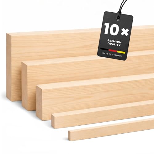 KGM 10x Rechteckleisten Kiefer 10x40 mm Länge 2400 mm Massivholz roh Holzleisten Bastelholz für DIY & Innenausbau