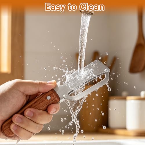 Image of 3 PCS Peeler with Wooden Handle, Bottle Opener, Vegetable Fruit Skin Peeling, Stainless Steel Blade Kitchen Tool