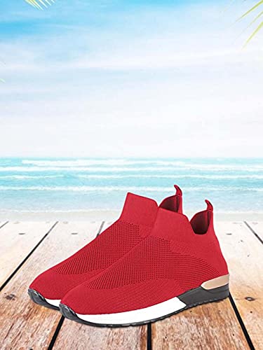 YDFXF Tênis de malha leve respirável sapatos de caminhada antiderrapante conforto plataforma mocassi