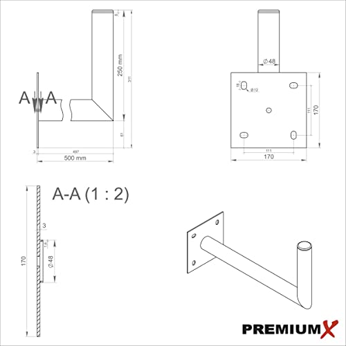 PremiumX 45-50cm Staffa a Parete Staffa a Parete