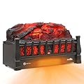 mollie 20-Inch 1500W Electric Log Fireplace Insert with Adjustable Brightness Realistic Flame Effect and Temperature Electric Fireplace Log Heater with Remote Control, Overheating Protection and Timer