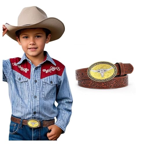 Kids Leather Belt Boys Girls Western Cowgirl Genuine Leather Belt for Jeans Dresses Gift - Adjustable Buckle2