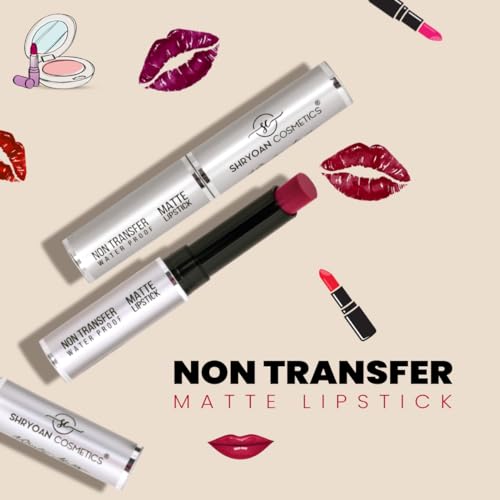 Image of Shryoan Non Transfer 24 Hours Matte Waterproof | Smudge Proof Lipstick | Red, Sulphate-Free, with Honey for Combination Skin | Full Coverage Crayon, Daily Care | 3.5 Grams (Pack of 1)