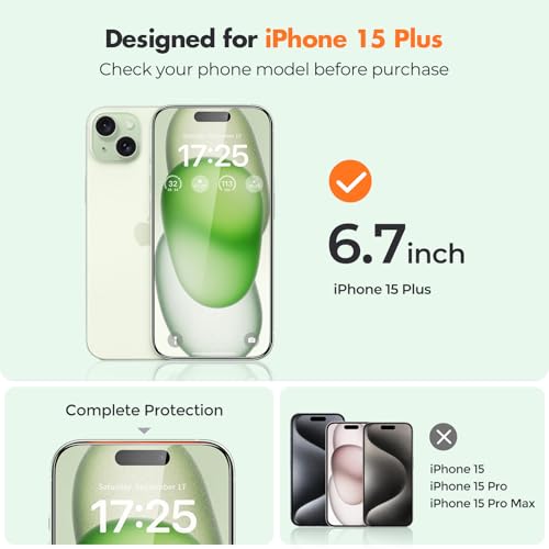 Image of UNBREAKcable 3-Pack Screen Protector for iPhone 15 Plus, Double Shatterproof Tempered Glass [Easy Installation Frame] [9H Hardness] [99.99% HD Clear] [Case Friendly] for iPhone 6.7 inch