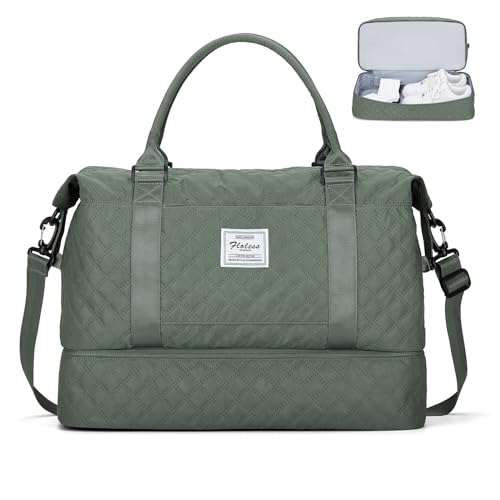 SEAFEW Reisetasche Damen Easyjet Handgepäck Tasche Sporttasche Weekender Bag Schwimmtasche Wasserdicht Travel Bag Duffle Bag Fitnesstasche Trainingstasche Krankenhaustasche mit Schuhfach,B8-Armeegrün