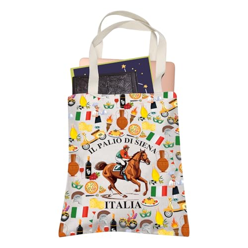 Shopping bag horse race lover en toile de Sienne pour voyageur et fan d'Italie