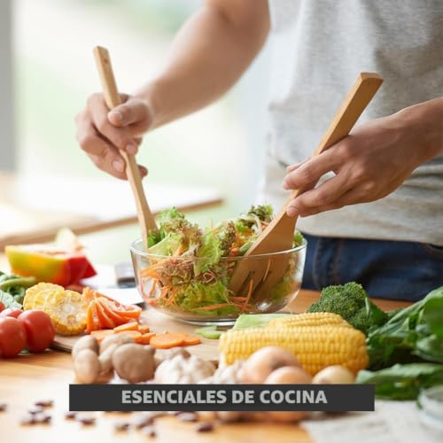 Miniatura 4 de Juego De 6 Cucharas De Bambú Antiadherentes Para Cocinar, Con Mango Largo