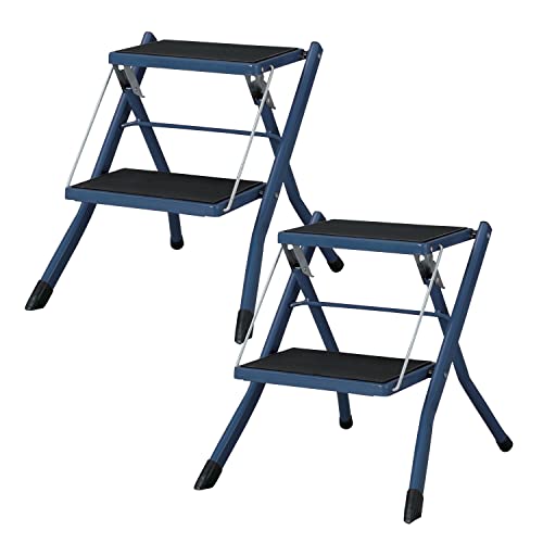 PaletteLife ステップ台 アシスタ 踏み台 折りたたみ 2段 ブルー 2個セット