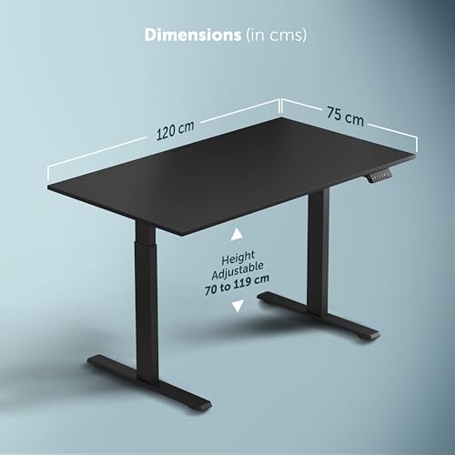 Image of JIN OFFICE Zenith Electric Height Adjustable Table| Standing Desk with 100 Kg Wt. Capacity & 3 Year Warranty| Ergonomic Desk| Sit Stand Table with 3 Memory Preset| Black & Black|1200X750mm /25MM Thick