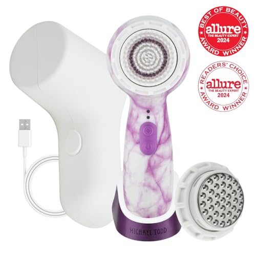 Michael Todd Beauty Soniclear Allure 2024 Best of Beauty Winner Facial Cleansing + Exfoliation Brush System with 3 speeds, Serum Infusion Head + Travel Case
