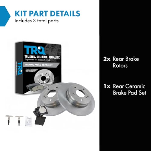 Image of TRQ Rear Brake Pad & Rotor Set Ceramic | For 1998-2002 E430 2000-2005 CLK320 2001-2005 C320 2003-2005 C240 2003-2007 C230 C350 2006-2009 CLK350 2005-2011 SLK350