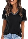 YEXIPO Womens T Shirts Graphic Tees Short Sleeve V Neck Cute Summer Tops