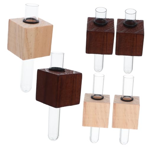 iplusmile 10 Pièces Mini Magnetic Test Tube Vase Set with Wooden Plastic Tubes Cute Fridge Magnet Planter for Small Plants Space-Saving Kitchen Refrigerator Decoration