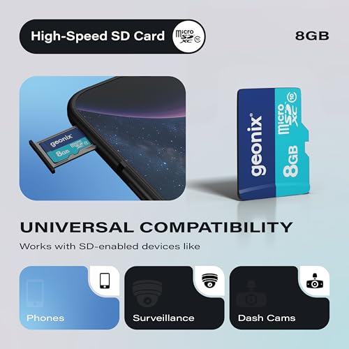 Image of Geonix 8GB MicroSDXC, 150MB /s Read, 70MB /s Write, Memory Card, 5 Years Warranty