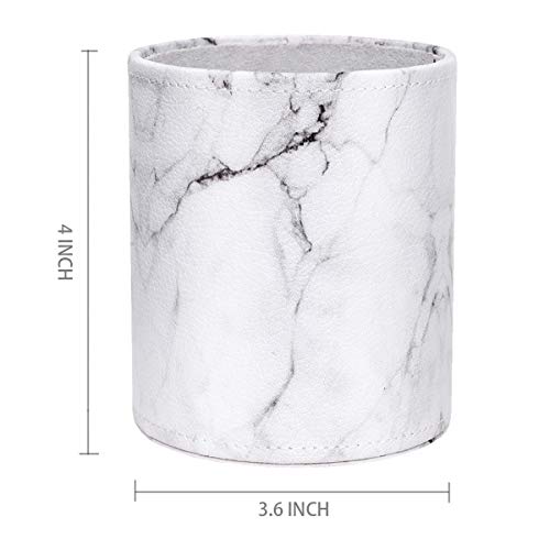 Image of Pen Holder, Cup for Desk Marble Pattern Pencil Holder for Adults Kids Luxury Leather Desk Organizer Makeup Brush Holder for Office, Classroom, Home, Marble