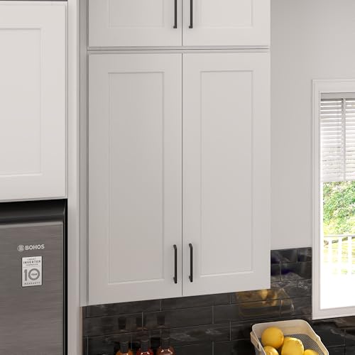 Image of Furinno Shaker Wall Kitchen Cabinet 2-Doors 2-Shelves, Ready to Assemble, 12 D x 27 W x 36 H, White