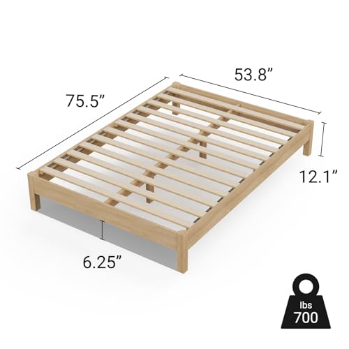 Image of LIFEMENT Full Bed Frame Signature Wood Platform, Noise Free, Under Bed Storage, No Box Spring Needed, Easy Assembly, Natural