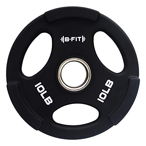 B-Fit Urethane Coated Weight Grip Plate, 2 Inch Olympic Standard For Weightlifting Endurance Training Fitness Home Gym And Exercise, Matte Black (10) #TOP1