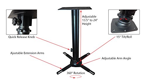 Silver Ticket Products Str-Mountlb Lcd/Dlp Low Profile Universal Projector Mount (13.5" To 24" Adjustable) #TOP1