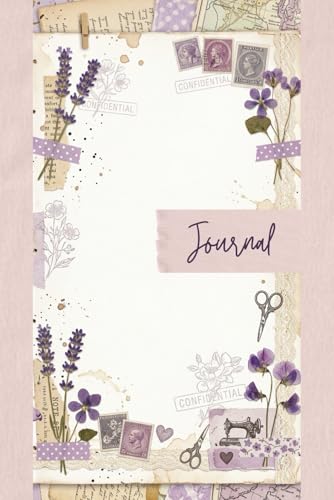 Vintage Lavender Floral Junk Journal Pages - 6x9 Purple Aesthetic Scrapbooking Paper - 100 Decorative Writing Sheets with Violets, Antique Lace, Butterflies and Romantic Garden Ephemera image 2