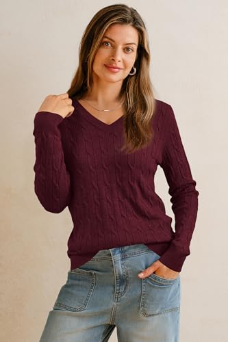 Image of Arach&Cloz Women's Wool Blend Fall Sweaters Business Casual Outfits 2026 | Soft&Breathable Pullover, Long Sleeve, V-Neck, Relaxed Fit Workwear, Business Casual, Teacher Outfits