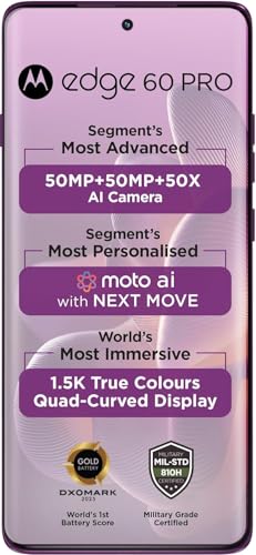 Image of Motorola Moto Edge 60 Pro 5G Ai (Tmobile Mint Tello & Global) (512GB+12GB) NFC 50MP Triple Cam Dual Sim 6.7 inch XT2507-1 Latino American Version (Pantone Sparkling Grape)