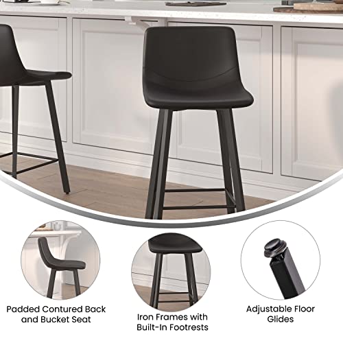 Flash Furniture Caleb Modern Armless 24 Inch Counter Height Stools Commercial Grade With Footrests And Matte Metal Frames, Set Of 2 #TOP4
