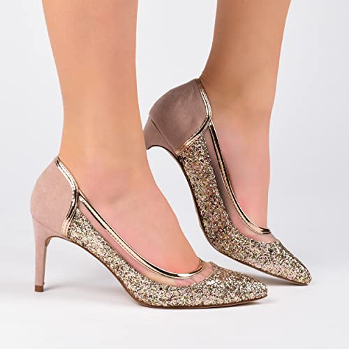 Journee Collection Womens Kalani Pump With Pointed-Toe And Piping Details, Gold, 7.5 #TOP4