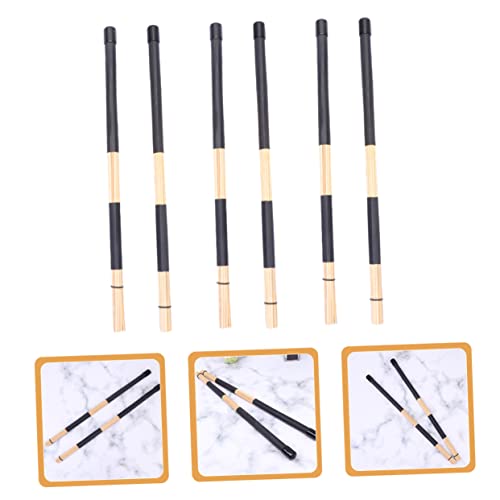 Conjunto profesional de baquetas de bambú y cepillos para batería, 3 pares, para jazz y folk miniatura 3
