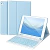 for iPad 6/5th Generation Case with Keyboard 2018/2017,Detachable Bluetooth Keyboard case for iPad Air 2/1,iPad Keyboard Case 9.7 inch with Pencil Holder,Square Keycaps,Blue