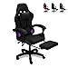 CUORY Silla Gamer Escritorio Ergonómica Reposapiés Ejecutiva | Ajuste de Altura | Reclinable Gaming Oficina Silla de Juegos de computadora con Giratorio | Reposacabezas y Almohada Lumbar (Negro)