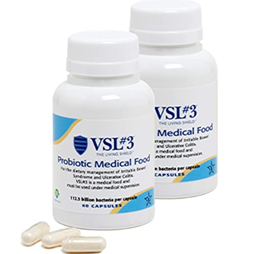 Vsl#3® Probiotics Medical Food For Dietary Management Of Irritable Bowel Syndrome (Ibs), High Potency & Dose, 1 Gastro Recommended Multi-Strain Probiotic, 112.5 Billion Cfu, 60 Capsules, 2 Pack #TOP12