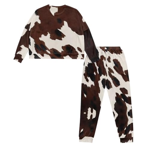 Image of Women's Pajamas Set Soft 2 Piece Loungewear Long Sleeve Pj Set Matching Sleepwear with Pockets for Women Plus Size