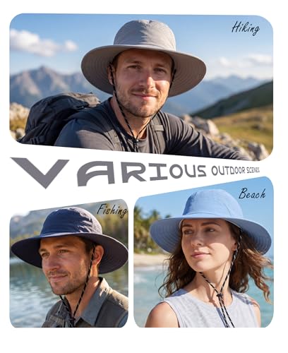 Image of Connectyle UPF 50+ Wide Brim Sun Hat for Men Women UV Protection Bucket Hats Outdoor Breathable Safari Hat for Fishing Hiking