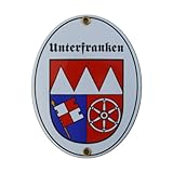  Unterfranken Emaille Schild 11,5 x 15 cm Emailschild Oval.