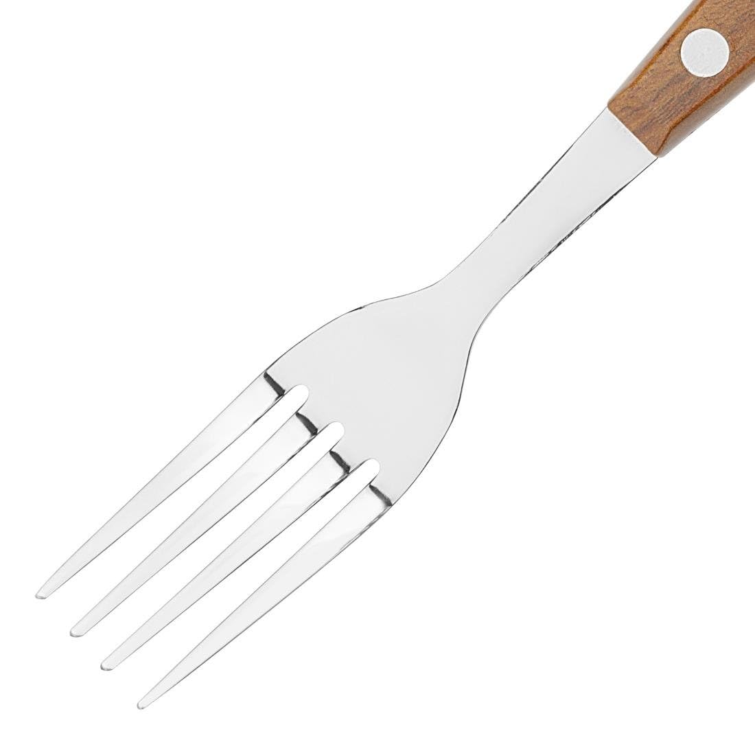 Olympia Lot de 12 fourchettes à steak avec manche effet bois PP