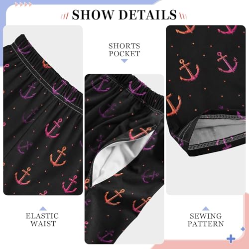 ALAZA Neon Anchor Black Pajama Lounge Pants Long Sleep Pajama Bottoms with Pockets4