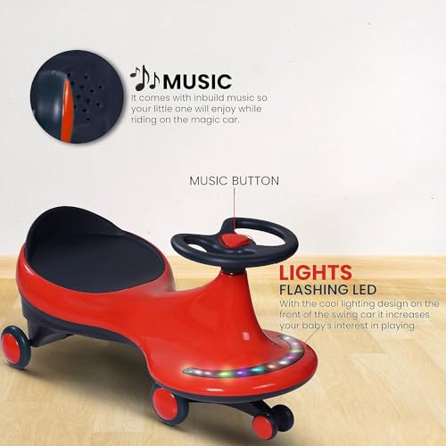 Image of Super Smooth Musical With Lights Plasma Car Ride On For Kids, Baby Car, Ride On Magic Car For Kids 2 To 8 Years Boys Girls (Red)