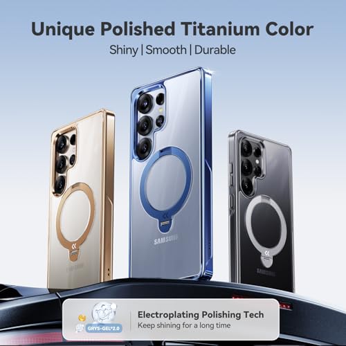 CASEKOO Official Blue Glossy for Samsung Galaxy S25 Ultra Case [360 Spin Magnetic Stand][Fit for MagSafe][16FT Military Protection] Slim Durable S25 Ultra Case with Stand 6.9", Blue