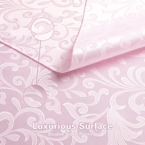 Hommxjf 4 Pieces Scroll Damask Jacquard Light Pink Placemats,13 X 19 Inch Protect Surface Heat And Stain Resistant Dinner Mats #TOP4