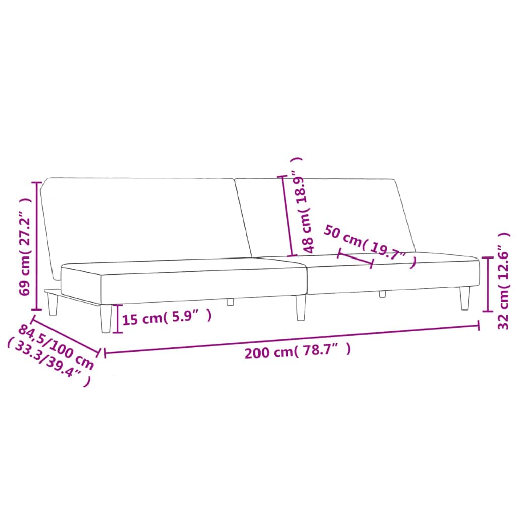 Divano letto a 2 posti, in tessuto grigio scuro, con funzione letto, estensibile come letto per gli ospiti, 200 x 100 cm, salvaspazio, per soggiorno, camera degli ospiti, con robusto telaio