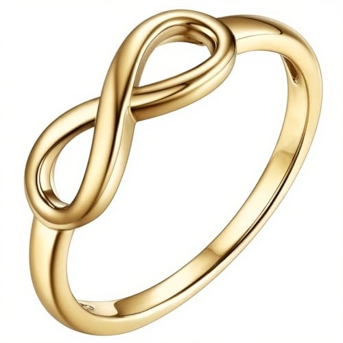 CCBFY 18k White Gold Plated 925 Sterling Silver Rings for Women Promise Rings for Her Stackable Wedding Bands Rings for Women Infinity Forever Love Knot Ring (Gold 7)