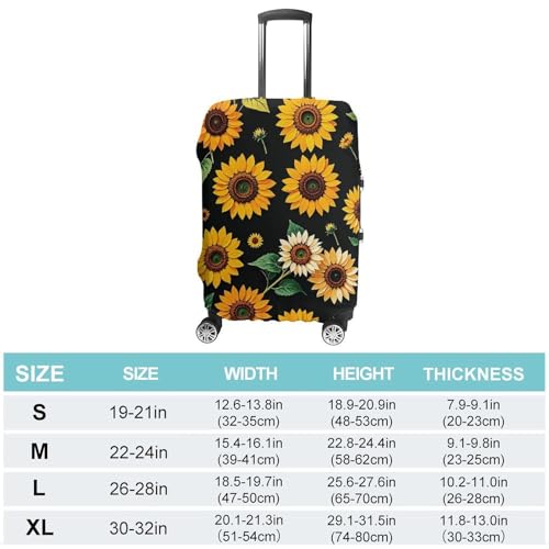Suitcase Covers for Luggage Washable Luggage Cover Sunflower Floral Luggages Wheel Covers Elastic Travel Carry On Suitcase Cover Travel Luggages Protector Sleeve Fit 29-32 Inch M2