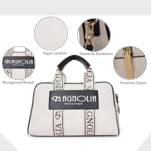Image of MAGNOLIA Women's Canvas Duffle bag Medium Size with Detachable Shoulder Strap and Handles | Spacious Perfect for Travel & Everyday Use