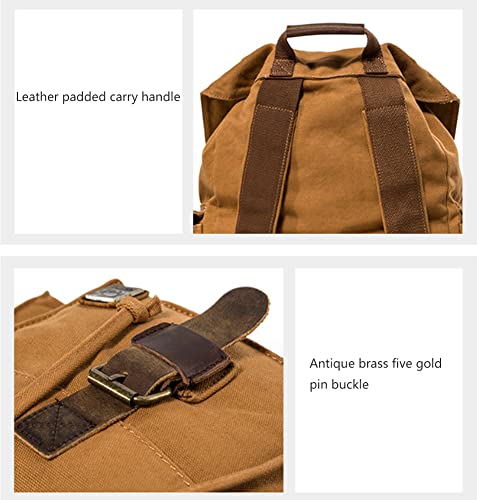Retro Canvas Backpack Men's Casual 20L Shoulder Bag Fashion Large Capacity Outdoor Travel Bag Khaki,Khaki3