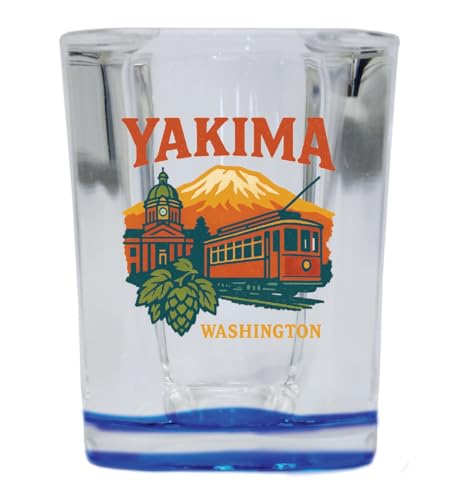 Vaso de shot cuadrado con base azul 2 oz