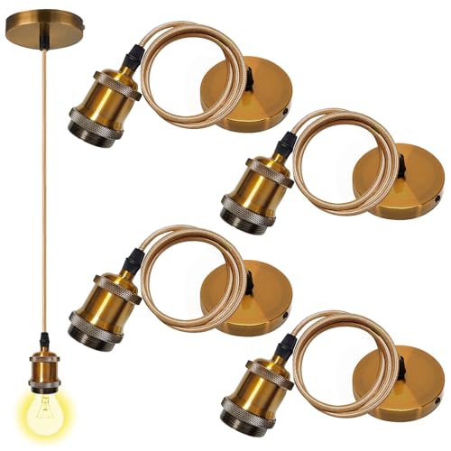 4 lámparas colgantes de metal E27 E27