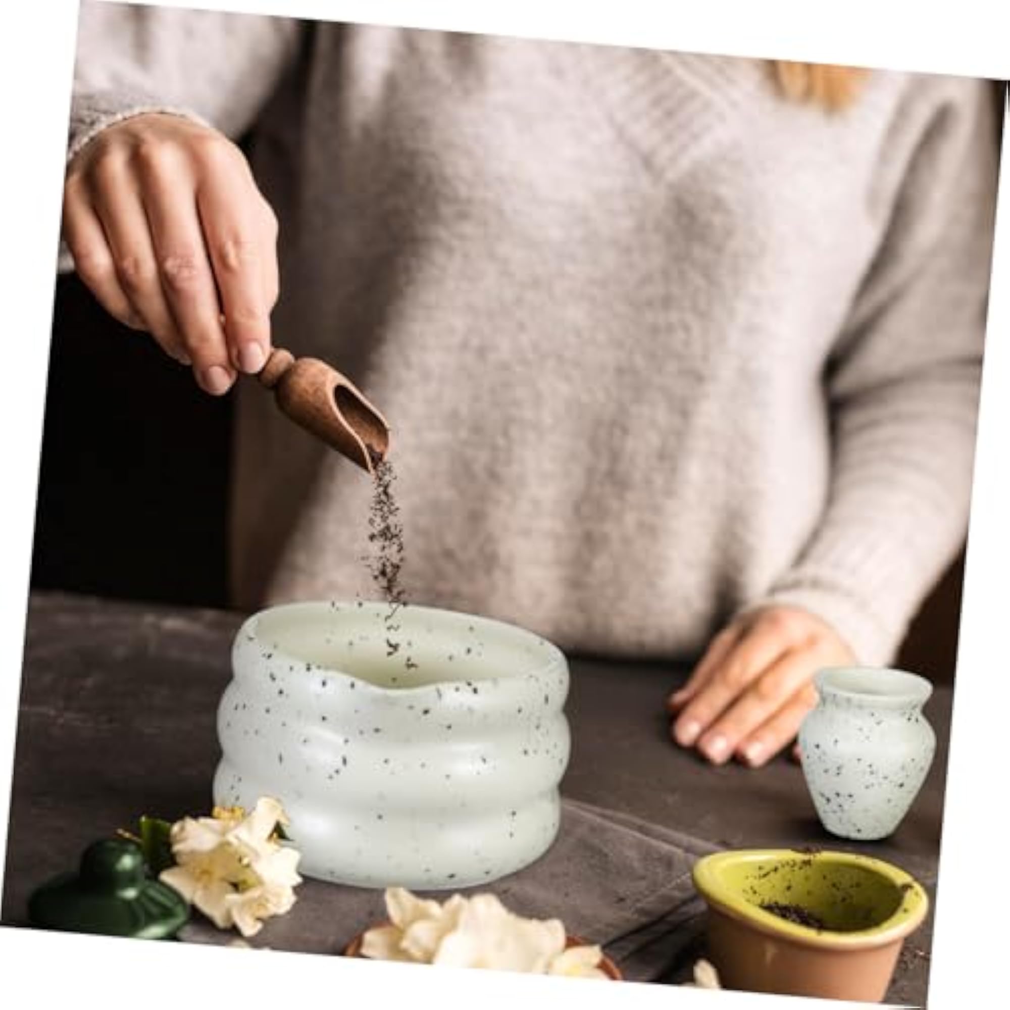 Japanese Matcha Tea Set with Ceramic Bowl and Whisk